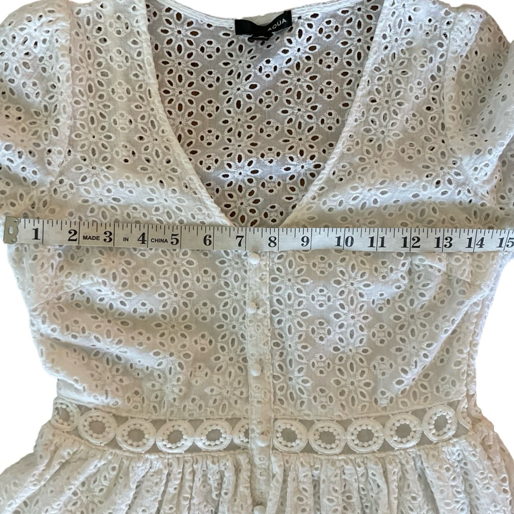 Aqua Eyelet Little White Dress - Picture 9 of 9